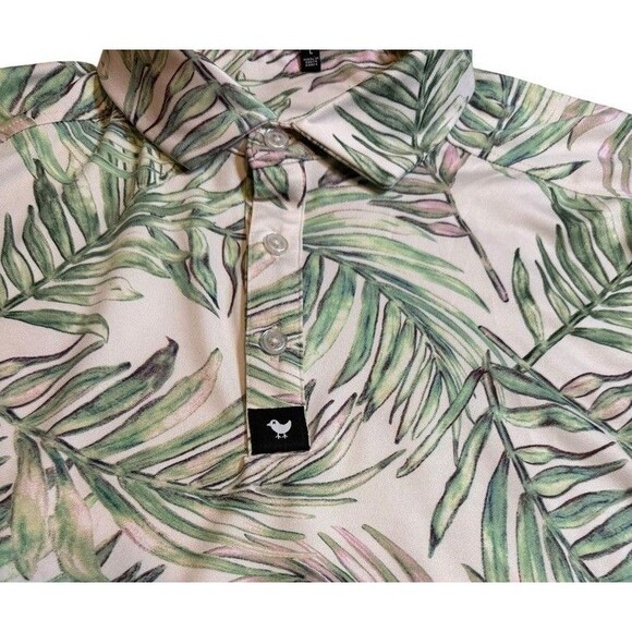 Bad Birdie Mens Tropical Leaf Print Golf Polo Shirt Size Large - Performance - Picture 3 of 8
